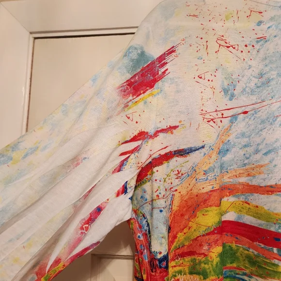 LEOMA LOVEGROVE XXL Women 3/4 Sleeve Knit Fish Shirt Like New 100% Polyester - Picture 4 of 5